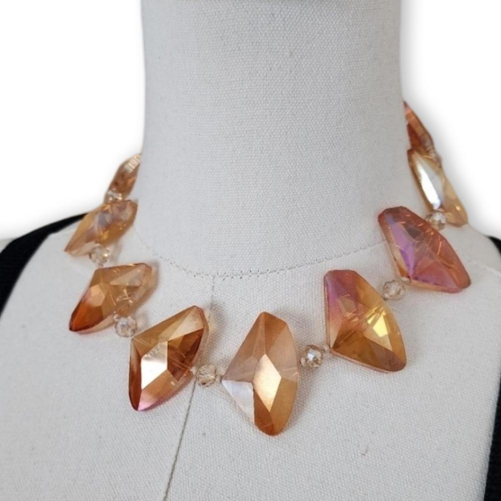 Peach Crystal Statement Necklace